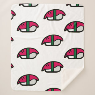 Manta Sherpa Personalizado Kawaii Sushi, Arroz de pescado y alg