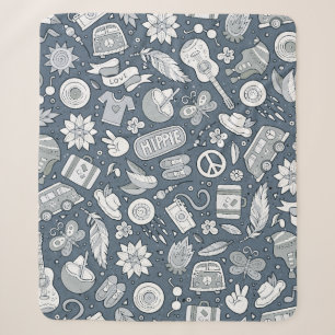 Manta Sherpa Personalizado manual de doodles hippie sin fisuras