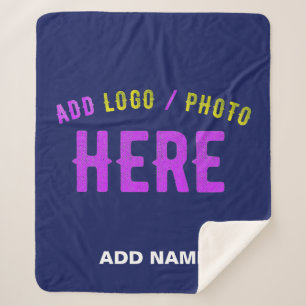 MANTA SHERPA PERSONALIZADO MODERNO ELEGANTE NAVY AZUL VERIFICAD