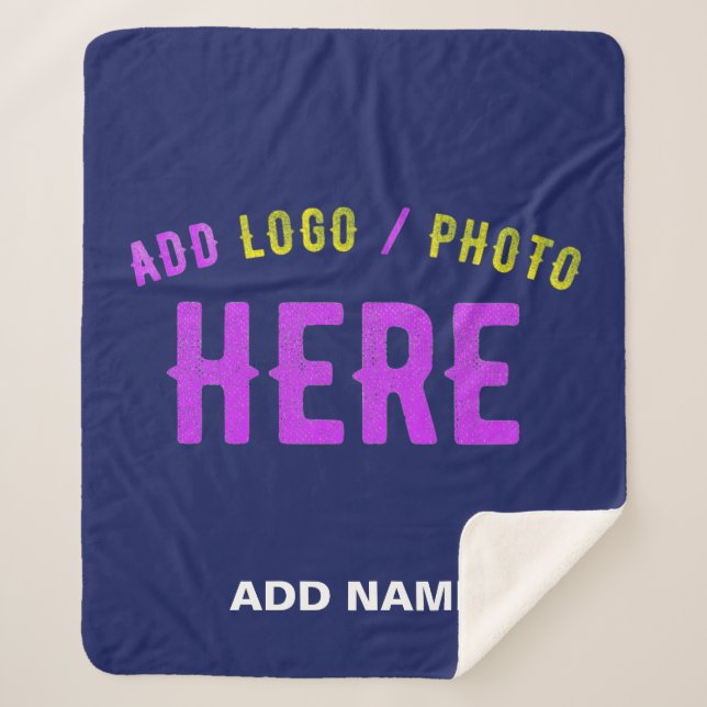 MANTA SHERPA PERSONALIZADO MODERNO ELEGANTE NAVY AZUL VERIFICAD (Anverso)