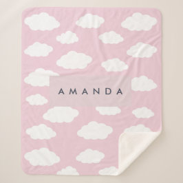 Manta Sherpa Personalizado Monograma Cute Girly Pink Cloud Gift