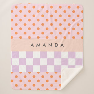 Manta Sherpa Personalizado Monograma Pastel Polka Dot Lilac Che