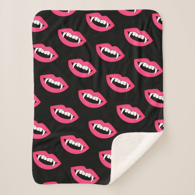 Manta Sherpa Personalizado Monster Vampiros Ligas de dientes af (Anverso)