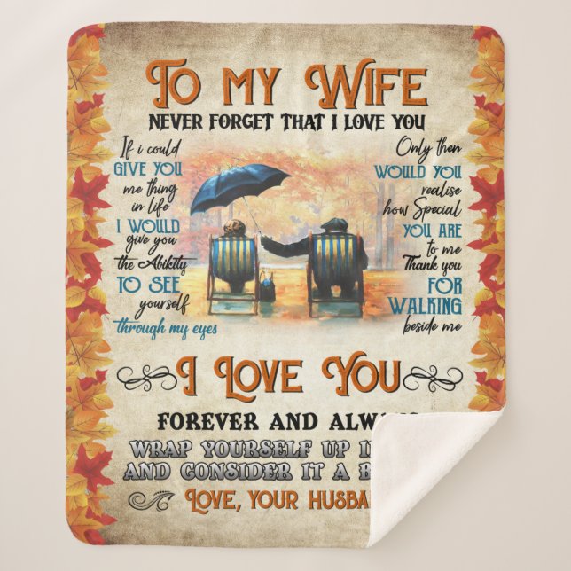 Manta Sherpa Personalizado Para Mi Esposa Del Esposo Nunca Olvi (Anverso)