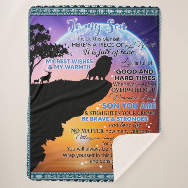 Manta Sherpa Personalizado Para Mi Hijo, Carta De Mamá Abierto (Anverso)