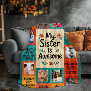 Manta Sherpa Personalizado Photo Sister Blanket Personalizable