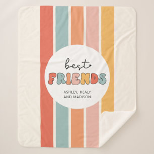Manta Sherpa Personalizado Retro Mejor Amigos BFFs Cute Besties