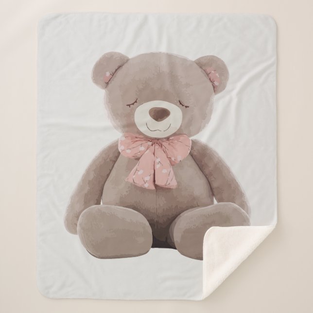 Manta Sherpa Personalizado rosa del oso (Anverso)