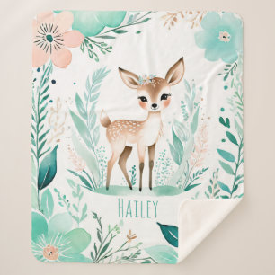Manta Sherpa Personalizado Sherpa Baby Blanket - Boho Fawn Desi