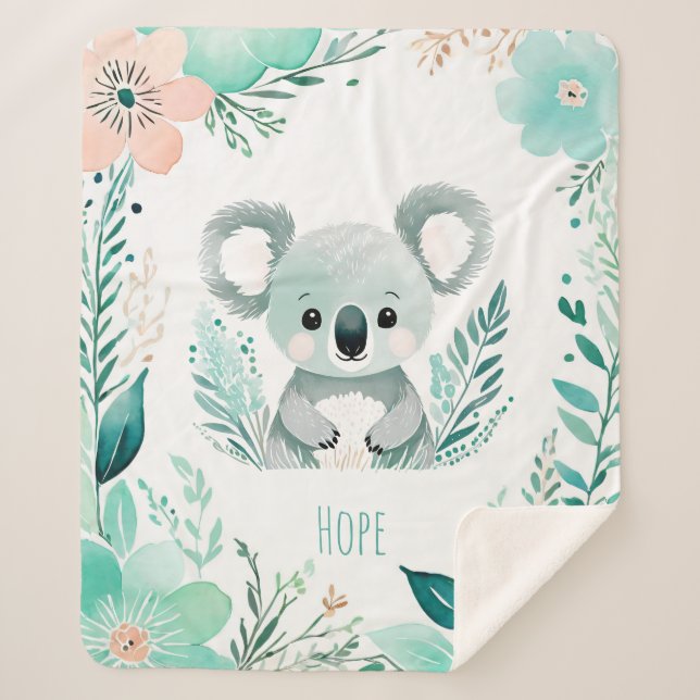 Manta Sherpa Personalizado Sherpa Baby Blanket - Boho Koala Des (Anverso)