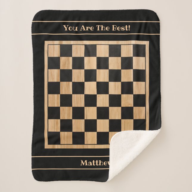 Manta Sherpa Personalizado Sherpa Blanket Chessboard Diseño Neg (Anverso)