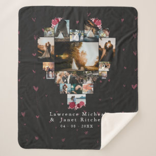 Manta Sherpa Personalizado simple 18 Photo Heart Shaped for ell