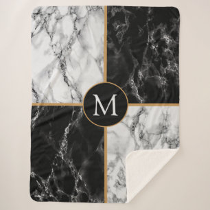 Manta Sherpa Personalizado Su Letra Sherpa Blanket Marble Desig
