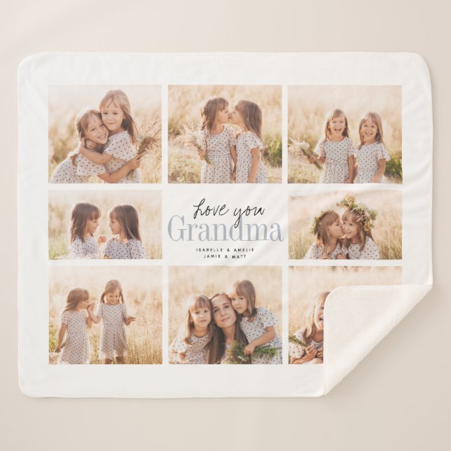 Manta Sherpa Personalizado Te Ama Abuela Abuela Collage de foto (Anverso (horizontal))