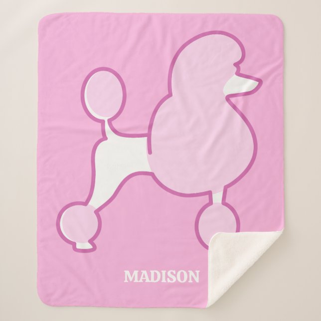 Manta Sherpa Personalizado Texto Pink Poodle (Anverso)