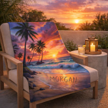 Personalizado Tropical Beach Sunset | Arte costero