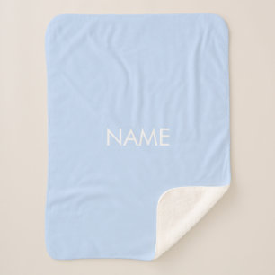 Manta Sherpa Personalizar con nombre, texto azul cielo minimali