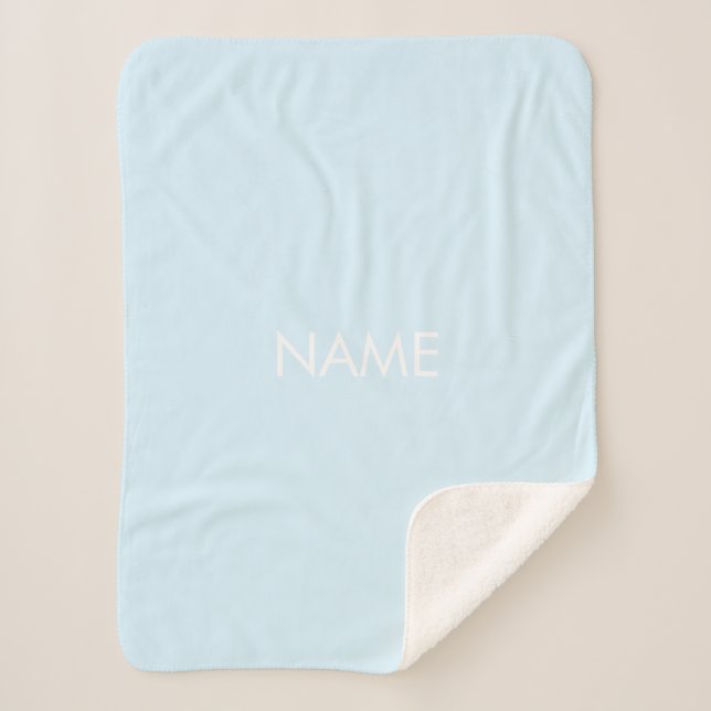 Manta Sherpa Personalizar con nombre, texto azul claro minimali (Anverso)