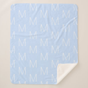Manta Sherpa Personalizar monograma letra inicial azul cielo