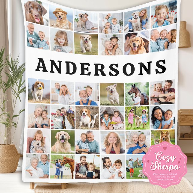 Manta Sherpa Personalized 36 Photos Collage Cute Trendy Family (Subido por el creador)