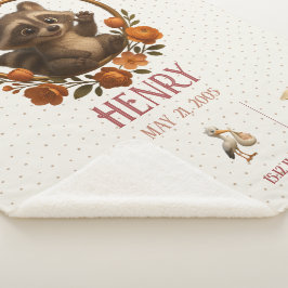 Manta Sherpa Personalized Baby Blanket - Woodland Raccoon