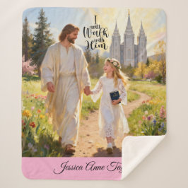 Manta Sherpa Personalized Baptism Blanket-I Will Walk With Him