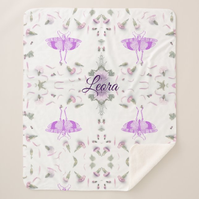 Manta Sherpa Personalized Butterfly Name Blanket (Anverso)