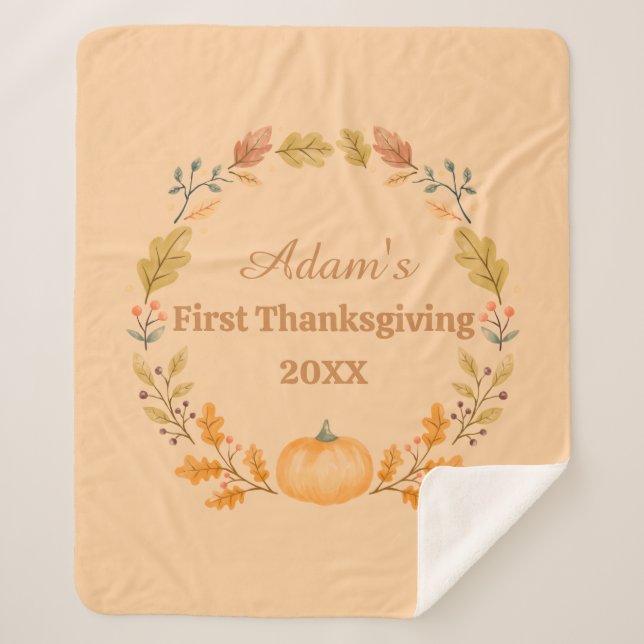 Manta Sherpa Personalized First Thanksgiving (Anverso)