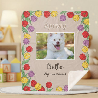 Manta Sherpa Personalized Floral Blanket for Dog L