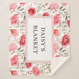 Manta Sherpa Personalized Floral Sherpa Dog Blanket