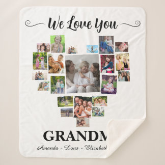 Manta Sherpa Personalized Love You Grandma Hearts 21 Photo