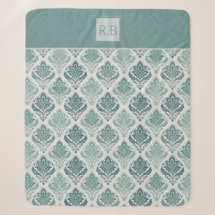 Manta Sherpa Personalized Modern Teal Nordic Damask
