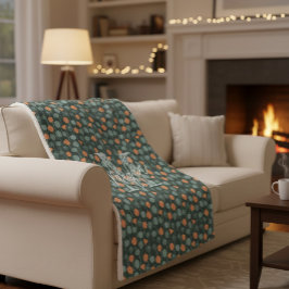 Manta Sherpa Personalized Monogram Floral Doodle Fleece Blanket