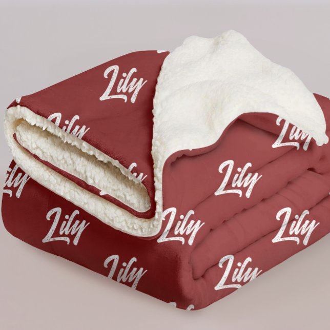 Manta Sherpa Personalized Red Cozy Winter Blanket for Mom & Dad (mom cozy blanket, dad winter gift, auntie personalized blanket, bridesmaid cozy gift, bridal shower,)