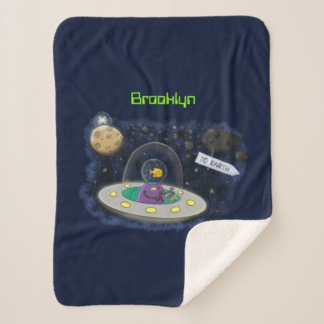 Manta Sherpa Pescado alegre lindo del ilustracion del personali (Anverso)