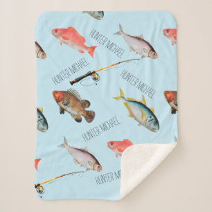 Manta Sherpa Pescado de agua salada - Nombre de niño - Pescado