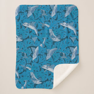 Manta Sherpa Pescado Natación Algas Algas Coral Azul Vintage Cl
