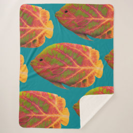 Manta Sherpa Pescado tropical de hoja de ave 1