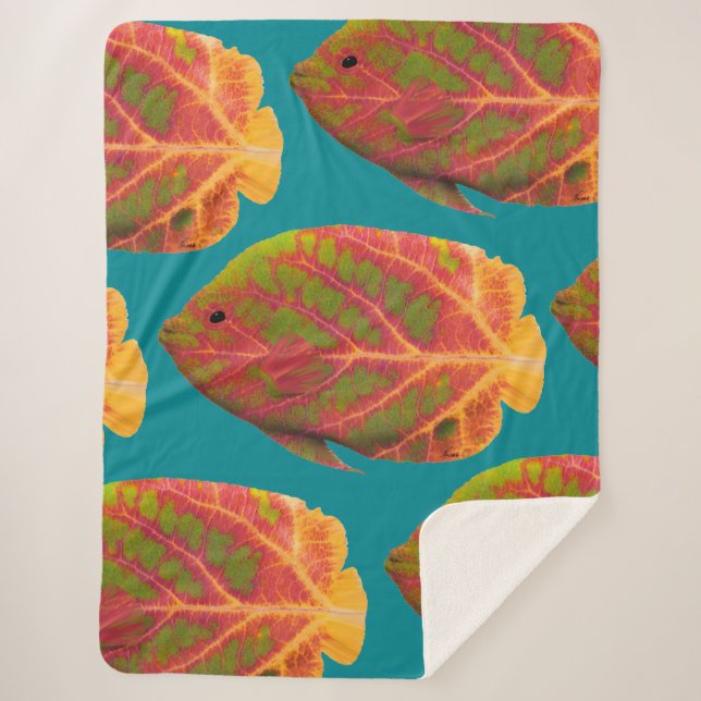 Manta Sherpa Pescado tropical de hoja de ave 1 (Anverso)