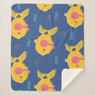 Manta Sherpa Pescados musicales: Patrón Personalizado Vintage.