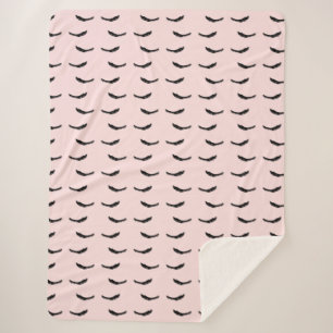 Manta Sherpa Pestañas negras rosadas de Rubor atractivas