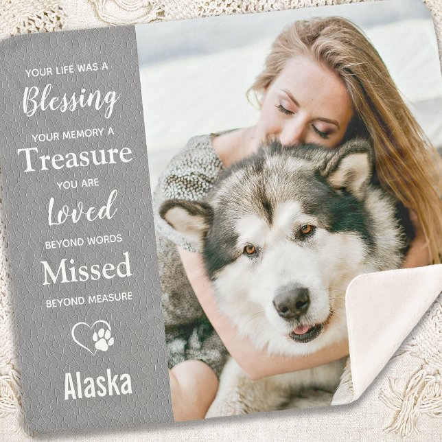 Manta Sherpa Pet Memorial Loving Memory Personalized Dog Photo (Subido por el creador)