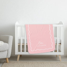 Manta Sherpa Petal Pink Wavy Border Monogramado
