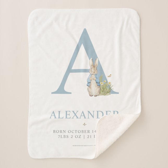 Manta Sherpa Peter Rabbit | Carta A personalizada (Anverso)