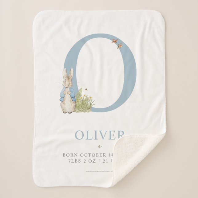 Manta Sherpa Peter Rabbit | Carta personalizada O (Anverso)