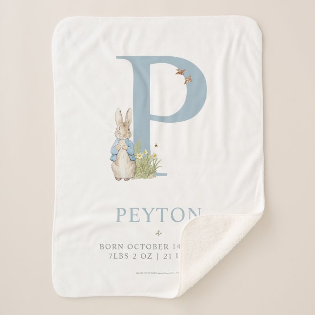 Manta Sherpa Peter Rabbit | Carta personalizada P (Anverso)