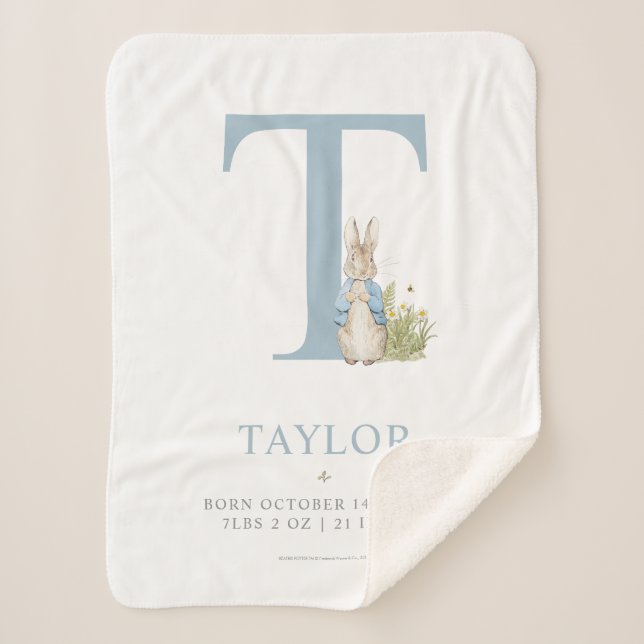 Manta Sherpa Peter Rabbit | Carta personalizada T (Anverso)