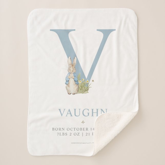 Manta Sherpa Peter Rabbit | Carta personalizada V (Anverso)