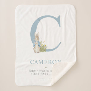 Manta Sherpa Peter Rabbit   Letra C personalizada