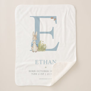 Manta Sherpa Peter Rabbit   Letra E personalizada